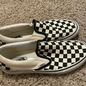 Black and white checkered slip on vans, womens size 9